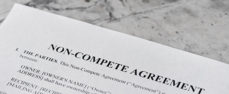 Close up of a non-compete clause agreement.