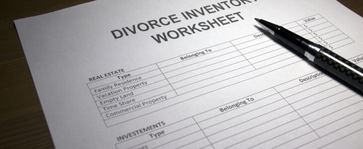 Filling out Divorce Inventory Worksheet.